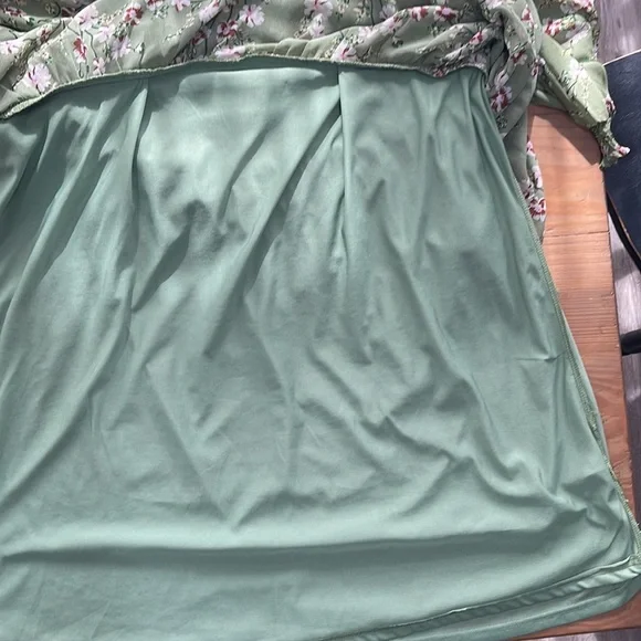 Umgee 1XL middi dress, olive green with floral pattern - Picture 5 of 5